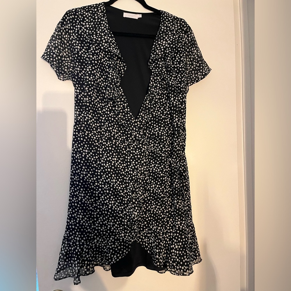 Lush black and white wrap dress